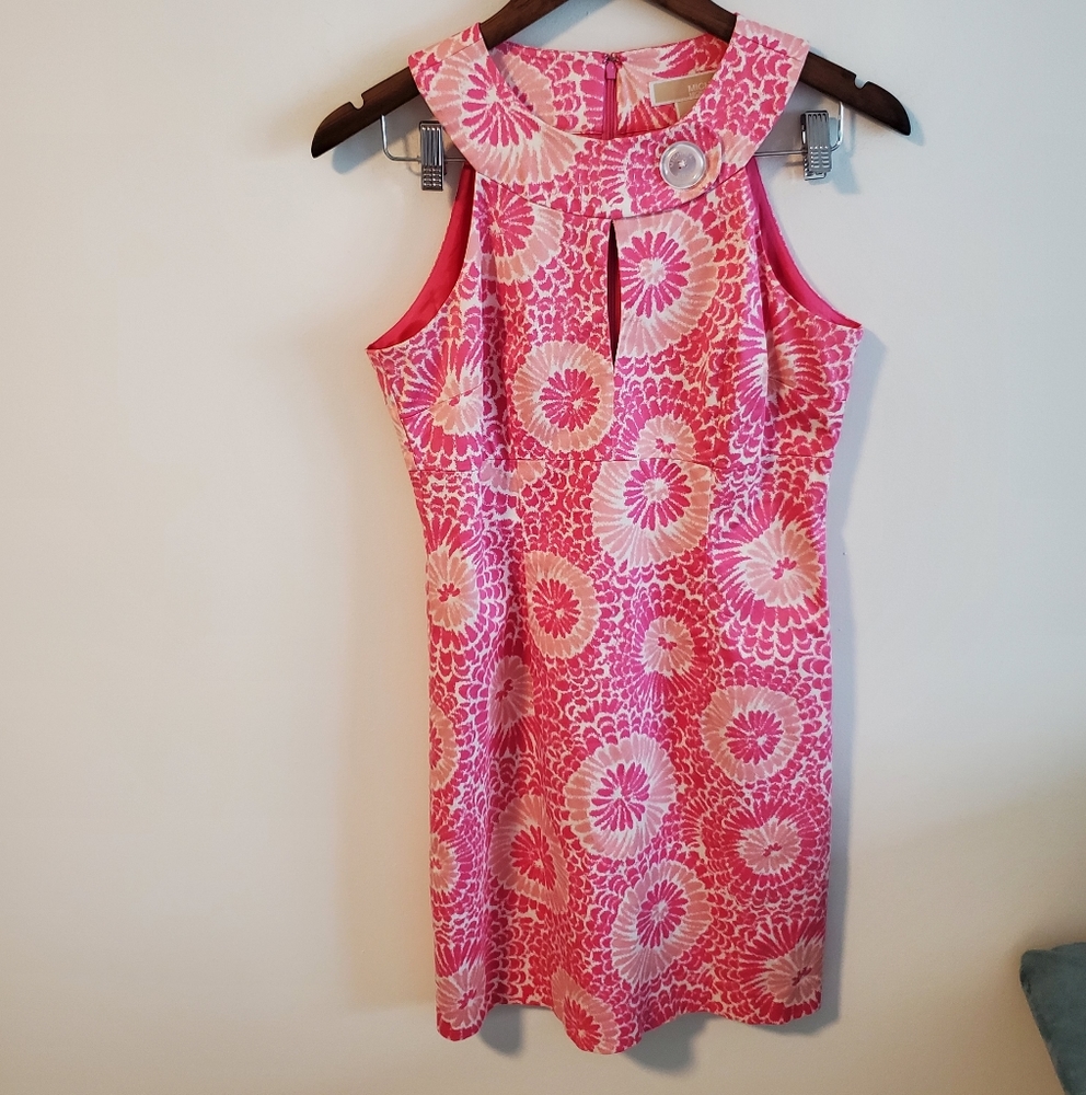 Michael by Michael Kors preppy floral mini summer dress pink size 4 designer